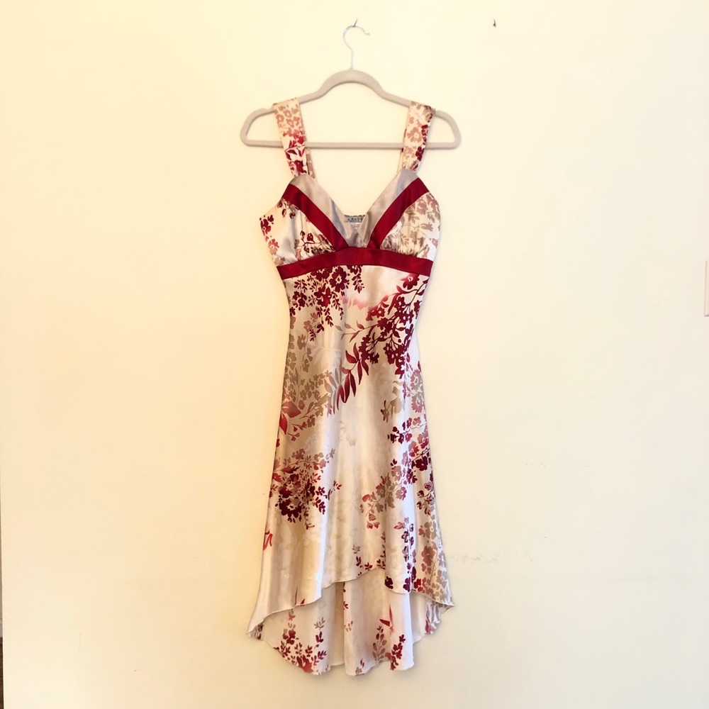 La Belle Silky Floral Asymmetric Dress